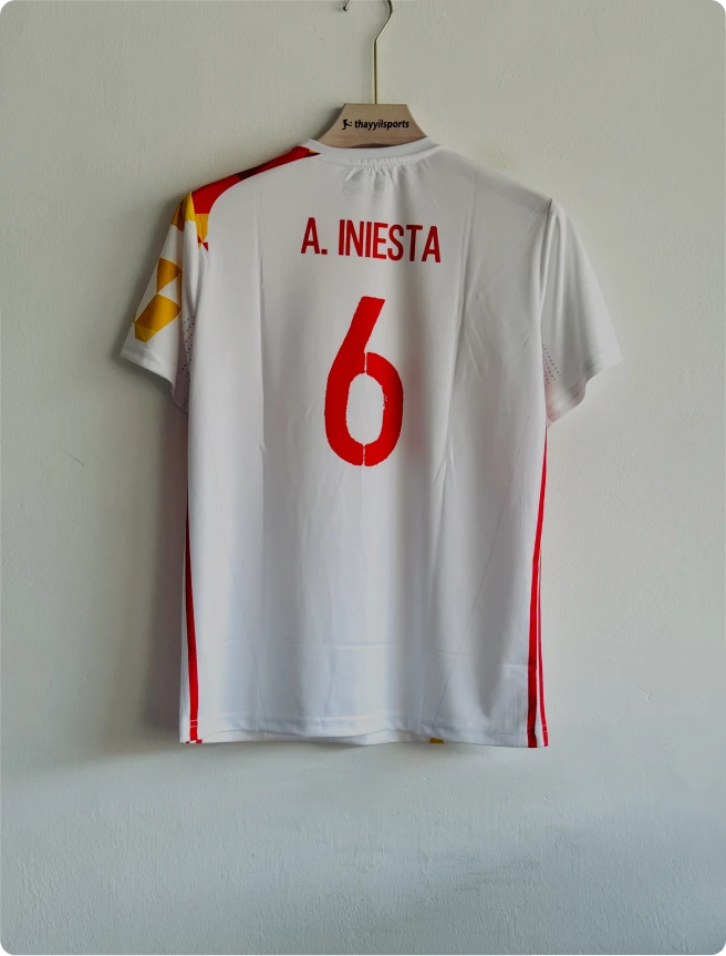 SPAIN 2016-17 AWAY KIT INIESTA EMBROIDERY