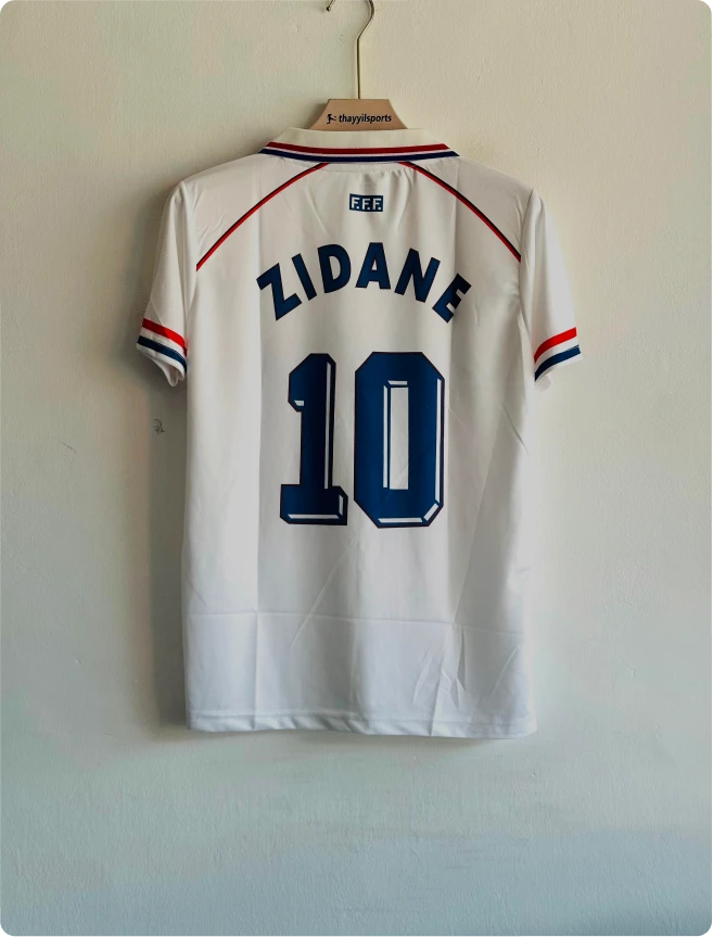 FRANCE 1998 AWAY KIT ZIDANE POLO EMBROIDERY
