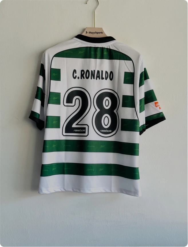 SPORTING 2000-2001 HOME KIT RONALDO FIVESLEEVE POLO