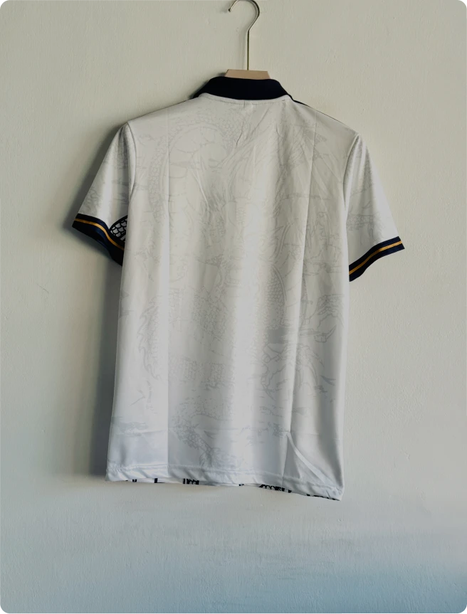 REAL MADRID WHITE DRAGON KIT POLO EMBROIDERY PREMIUM