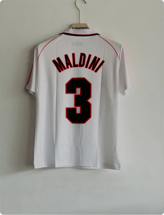 ACMILAN 1998-99 AWAY KIT MALDINI POLO EMBROIDERY