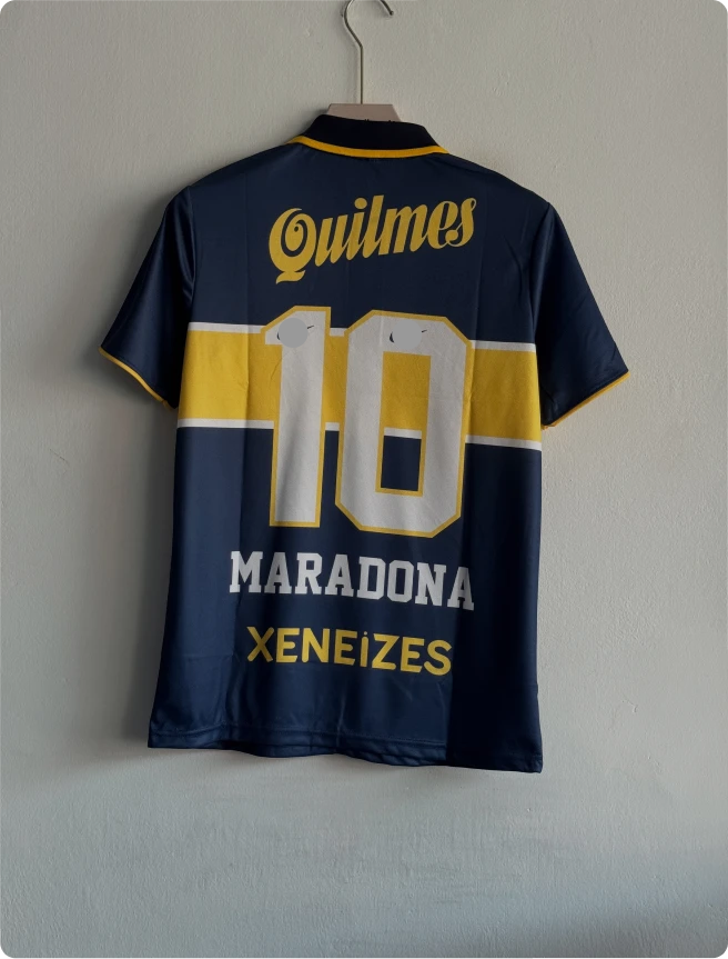 BOCA JUNIORS 1996-97 HOME KIT MARADONA POLO EMBROIDERY PREMIUM