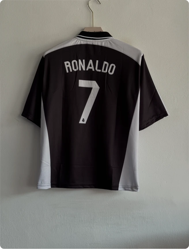 REAL MADRID B&W SPECIAL KIT RONALDO FIVESLEEVE POLO EMBROIDERY