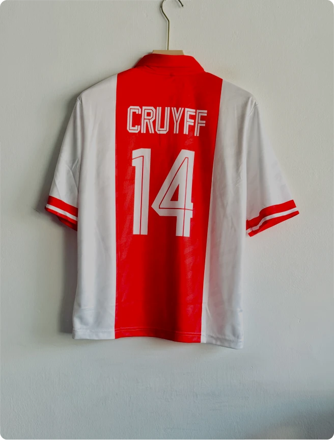 AJAX 1993 HOME KIT CRUYFF FIVESLEEVE POLO EMBROIDERY PREMIUM