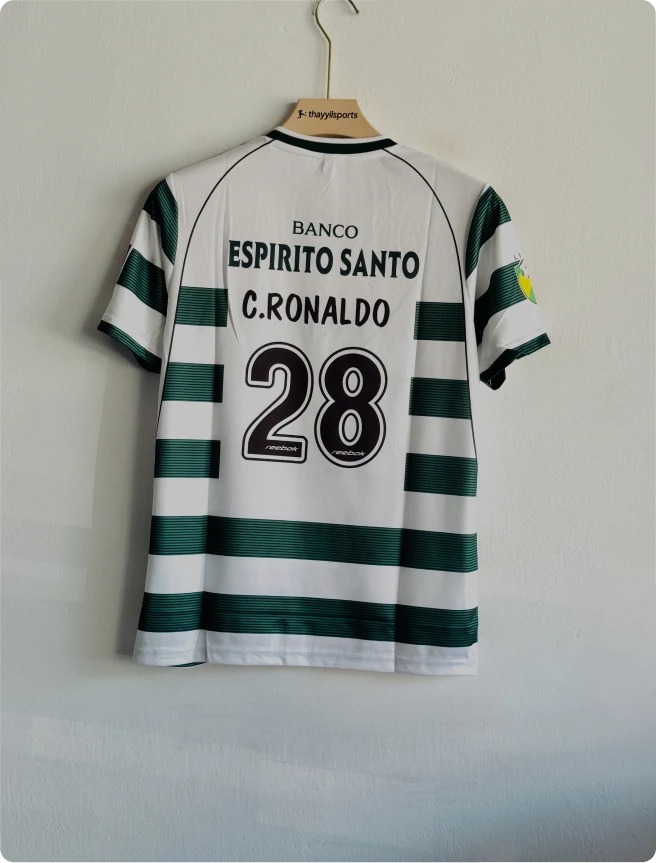 SPORTING 2001-02 HOME KIT RONALDO EMBROIDERY PREMIUM