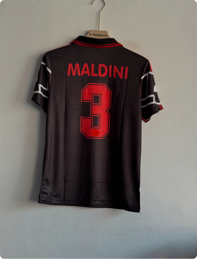 ACMILAN 1997-98 THIRD KIT MALDINI POLO EMBROIDERY PREMIUM