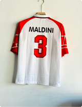 ACMILAN 1997-98 AWAY KIT MALDINI FIVESLEEVE POLO EMBROIDERY PREMIUM