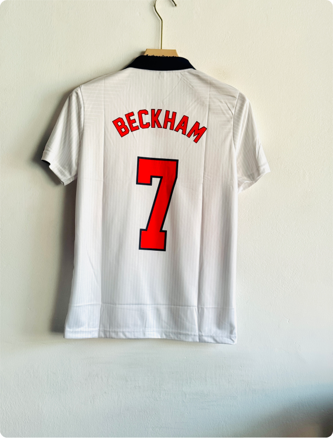 ENGLAND 1998 HOME KIT BECKHAM POLO EMBROIDERY PREMIUM
