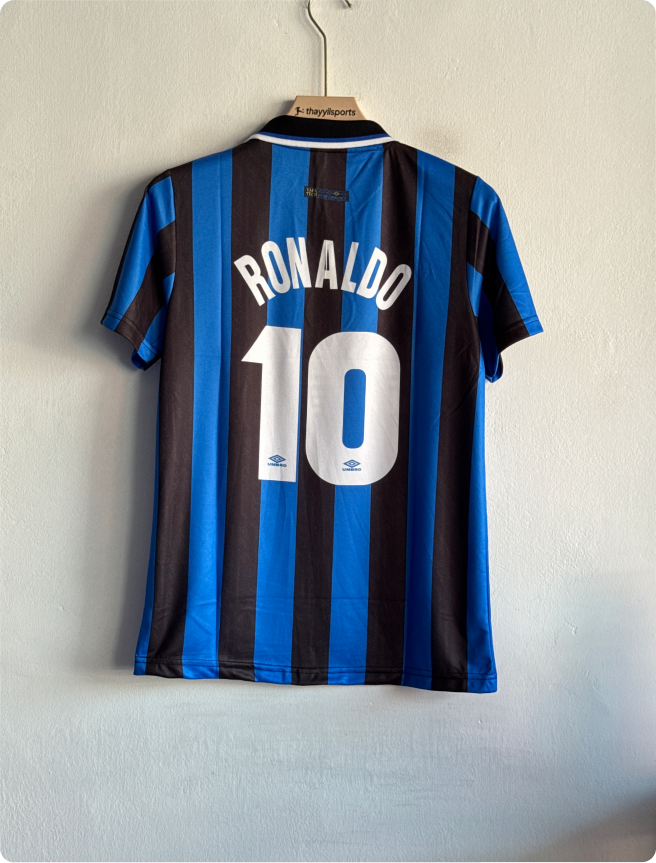 INTERMILAN 1997-98 HOME KIT RONALDO POLO EMBROIDERY PREMIUM