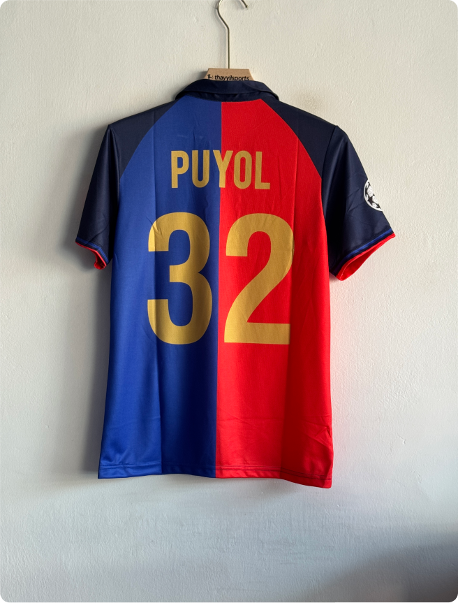BARCELONA 1999-2000 HOME KIT PUYOL POLO EMBROIDERY PREMIUM