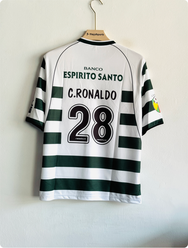 SPORTING 2001-02 HOME KIT RONALDO FIVESLEEVE EMBROIDERY PREMIUM
