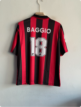 ACMILAN 1995-96 HOME KIT BAGGIO FIVESLEEVE POLO EMBROIDERY