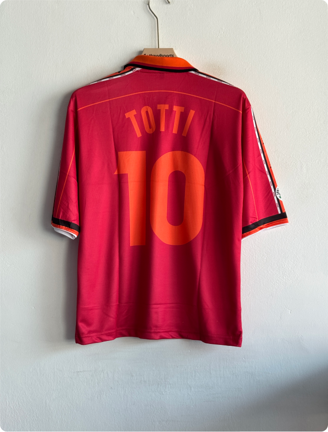 ROMA 1999-2000 HOME KIT TOTTI FIVESLEEVE POLO EMBROIDERY PREMIUM