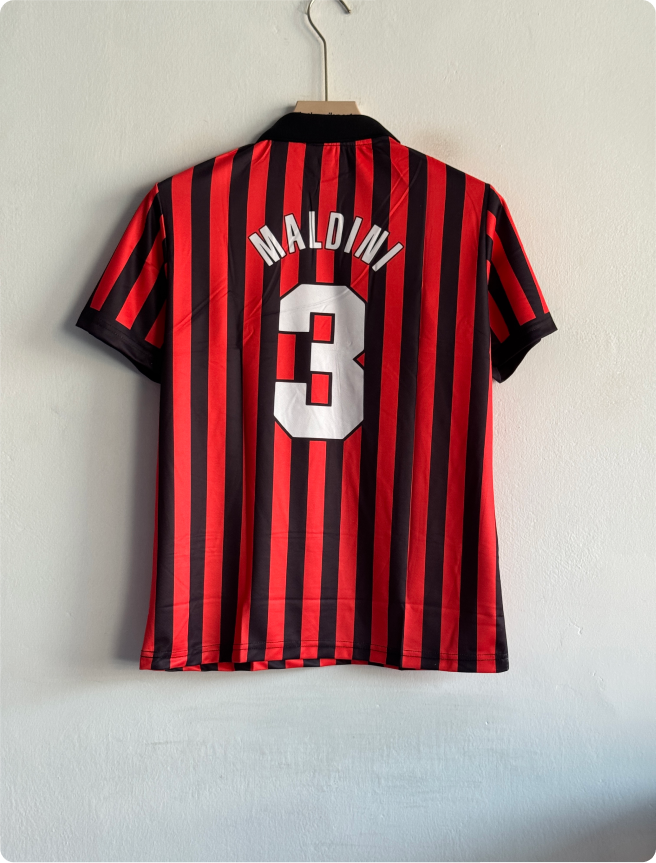 ACMILAN 1999-2000 HOME KIT MALDINI POLO EMBROIDERY