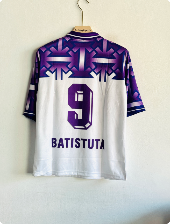 FIORENTINA 1992-93 AWAY KIT BATISTUTA FIVESLEEVE POLO EMBROIDERY PREMIUM