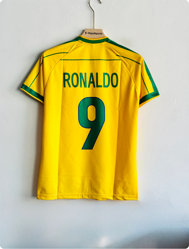 BRAZIL 1998 HOME KIT RONALDO EMBROIDERY PREMIUM