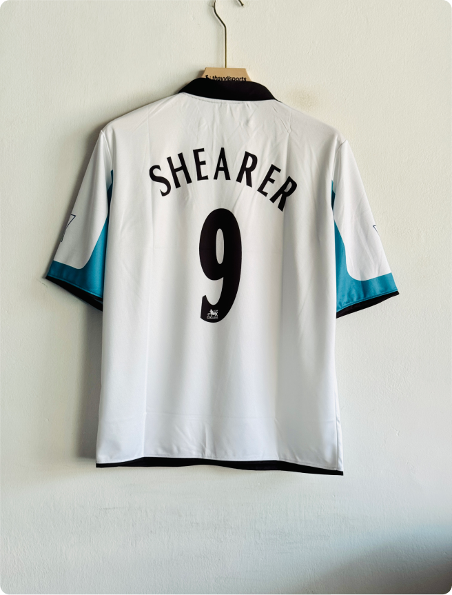 NEWCASTLE 1999-2000 AWAY KIT SHEARER FIVESLEEVE POLO EMBROIDERY PREMIUM