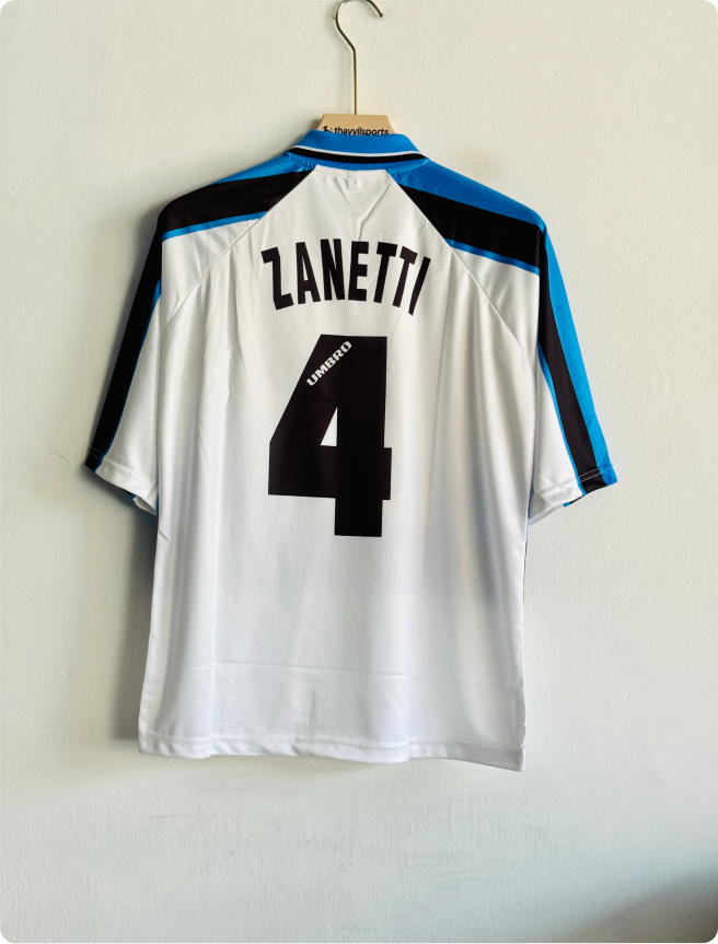 INTERMILAN 1996-97 AWAY KIT ZANETTI FIVESLEEVE POLO EMBROIDERY PREMIUM