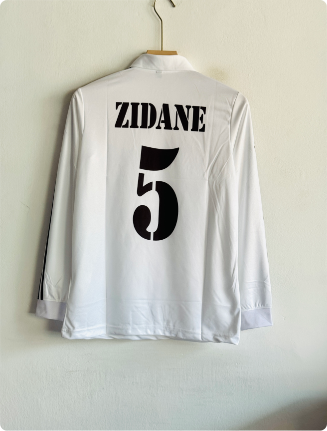 REAL MADRID 2002-03 HOME KIT ZIDANE FULLSLEEVE POLO EMBROIDERY PREMIUM