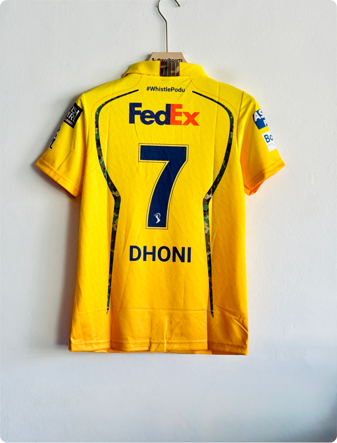CHENNAI SUPER KINGS 2026 KIT DHONI POLO EMBROIDERY PREMIUM