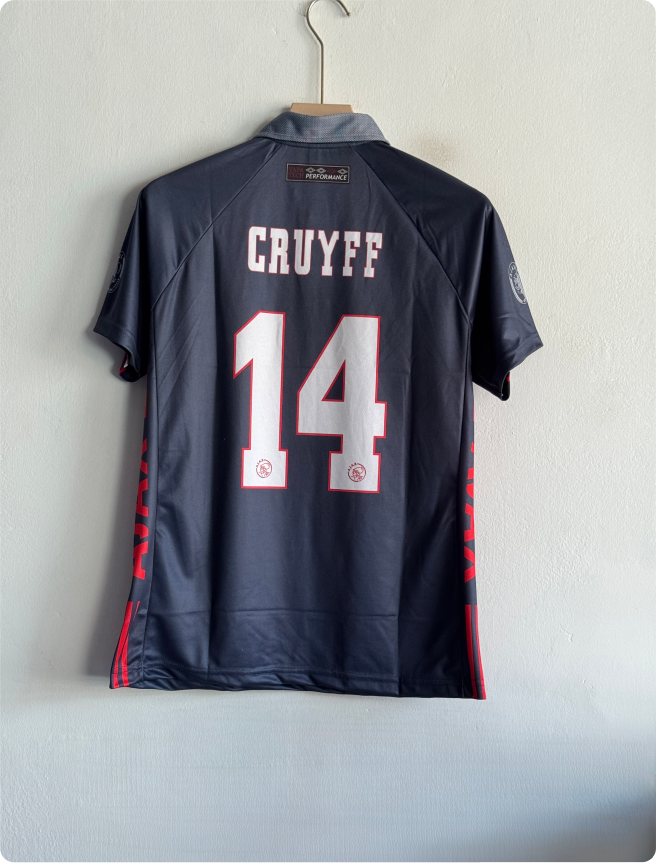AJAX 1997-98 AWAY KIT CRUYFF POLO EMBROIDERY PREMIUM
