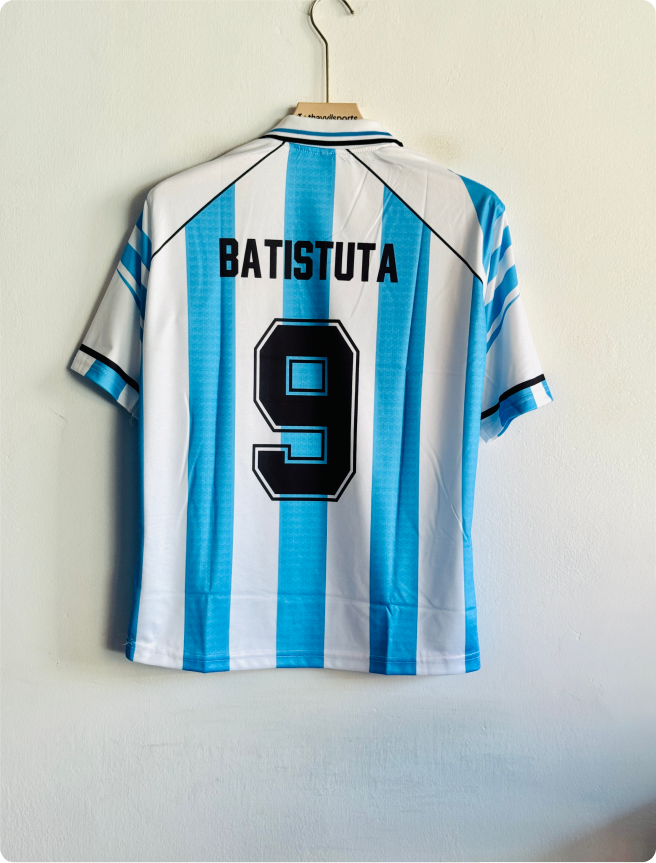 ARGENTINA 1994 HOME KIT BATISTUTA FIVESLEEVE POLO