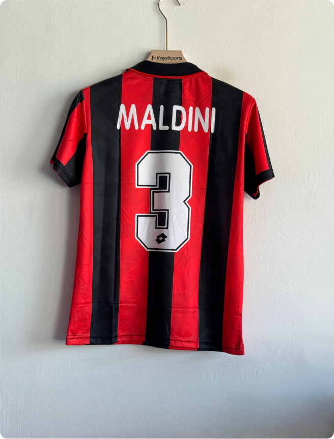 ACMILAN 1993-94 HOME KIT MALDINI POLO EMBROIDERY
