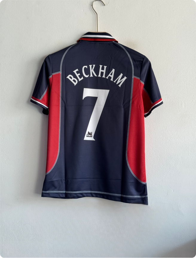 MANCHESTER UNITED 2000-01 THIRD KIT BECKHAM POLO EMBROIDERY PREMIUM