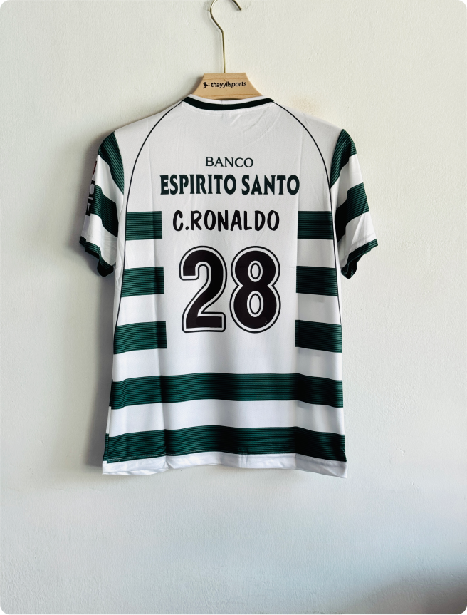 SPORTING 2001-02 HOME KIT RONALDO EMBROIDERY PREMIUM