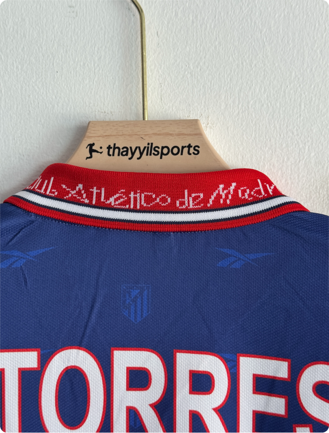 ATELTICO MADRID 1998-99 AWAY KIT TORRES FIVESLEEVE POLO EMBROIDERY PREMIUM