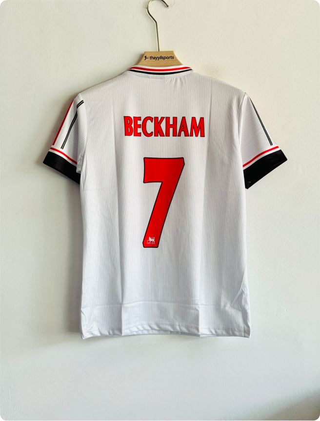 MANCHESTER UNITED 1998 WHITE KIT BECKHAM EMBROIDERY
