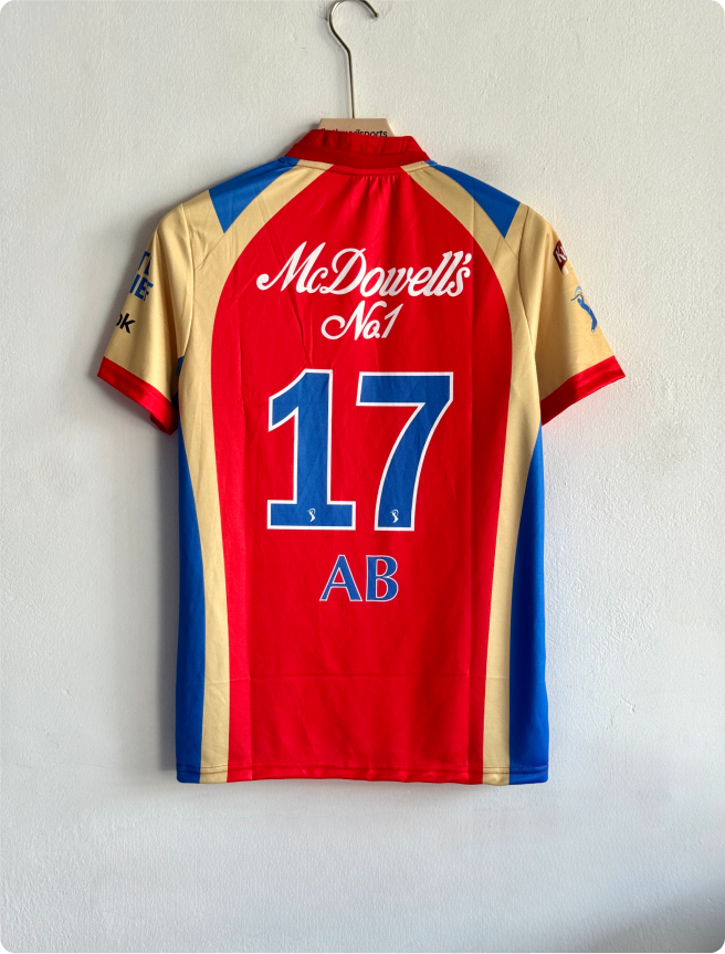 RCB 2011 IPL KIT AB DE VILLIERS POLO EMBROIDERY PREMIUM