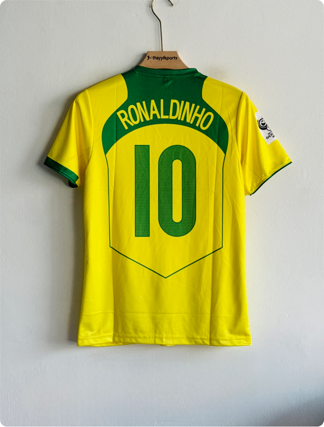 BRAZIL 2004 HOME KIT RONALDINHO EMBROIDERY PREMIUM
