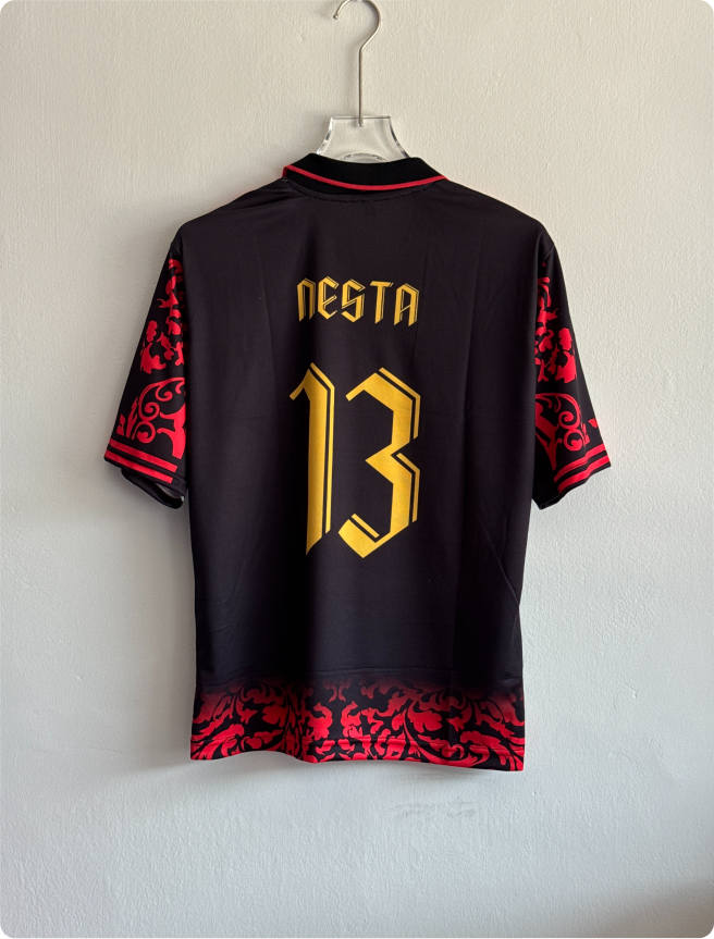 ACMILAN BLACK FLORAL SPECIAL KIT MALDINI FIVESLEEVE POLO