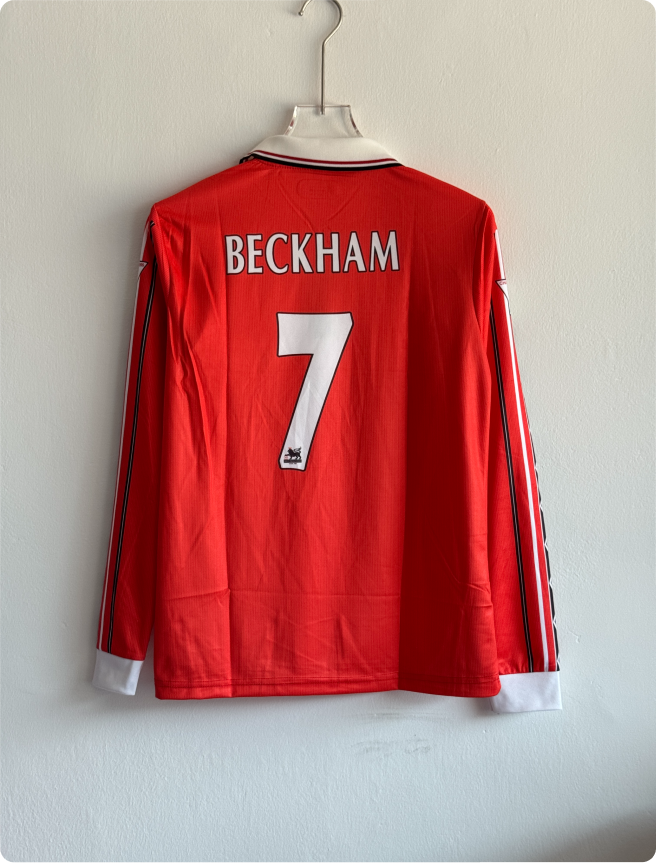 MANCHESTER UNITED 1998-99 HOME KIT BECKHAM FULLSLEEVE POLO EMBROIDERY