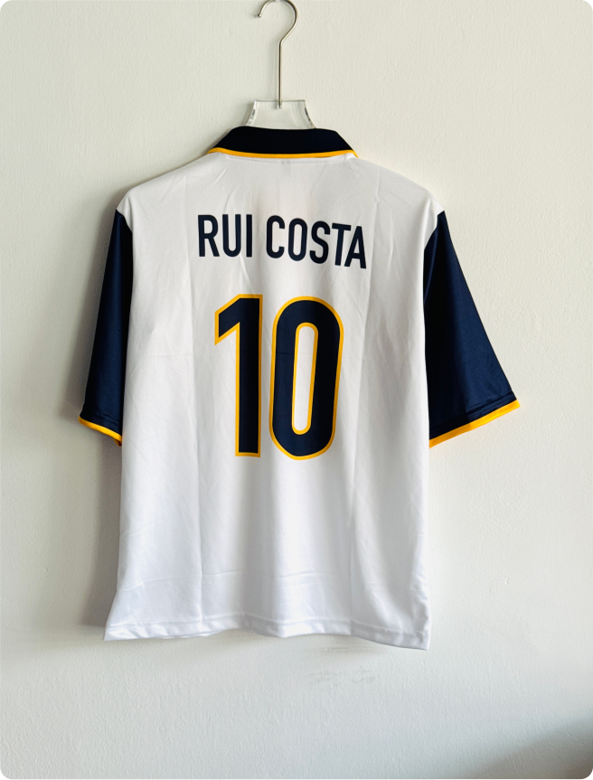 PORTUGAL 1998 AWAY KIT RUI COSTA FIVESLEEVE POLO EMBROIDERY PREMIUM