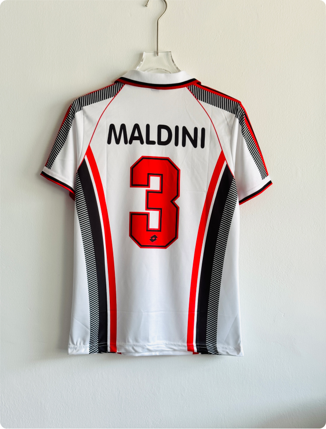 ACMILAN 1997-98 AWAY KIT MALDINI POLO EMBROIDERY PREMIUM