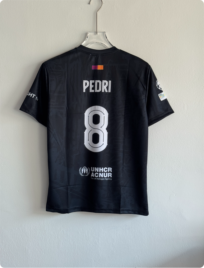 BARCELONA 2024 BLACK AWAY KIT PEDRI POLO EMBROIDERY