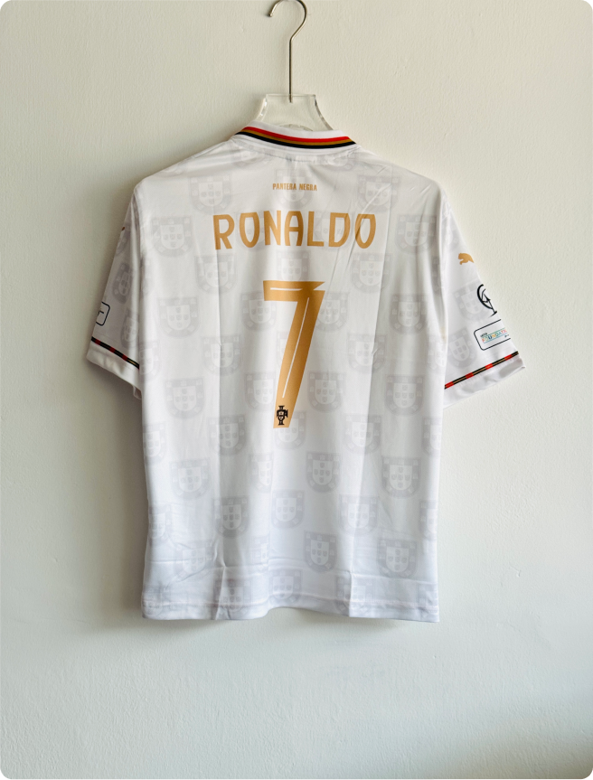 PORTUGAL 25-26 WHITE KIT RONALDO FIVESLEEVE POLO