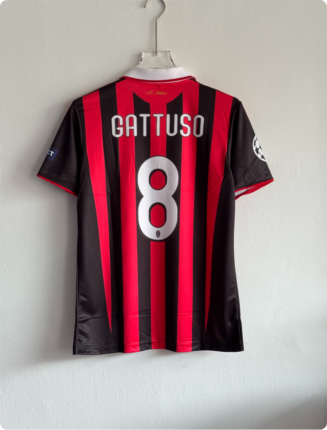 ACMILAN 2009-10 HOME KIT GATTUSO POLO EMBROIDERY PREMIUM