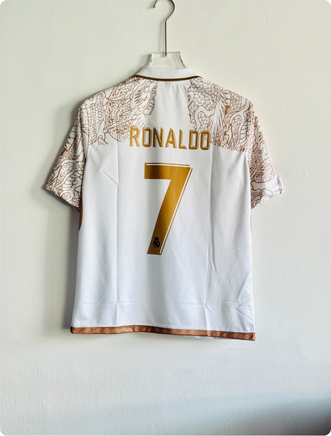 REAL MADRID GOLD SPECIAL EDITION KIT RONALDO FIVESLEEVE POLO