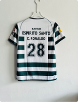 SPORTING 2001-02 HOME KIT RONALDO EMBROIDERY