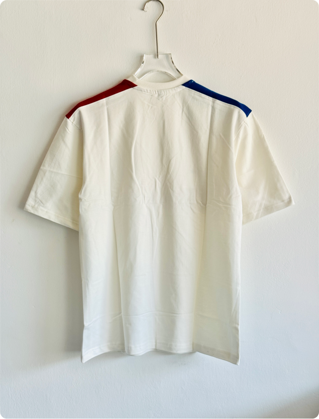 TSHIRT FRANCE WHITE FIVESLEEVE EMBROIDERY