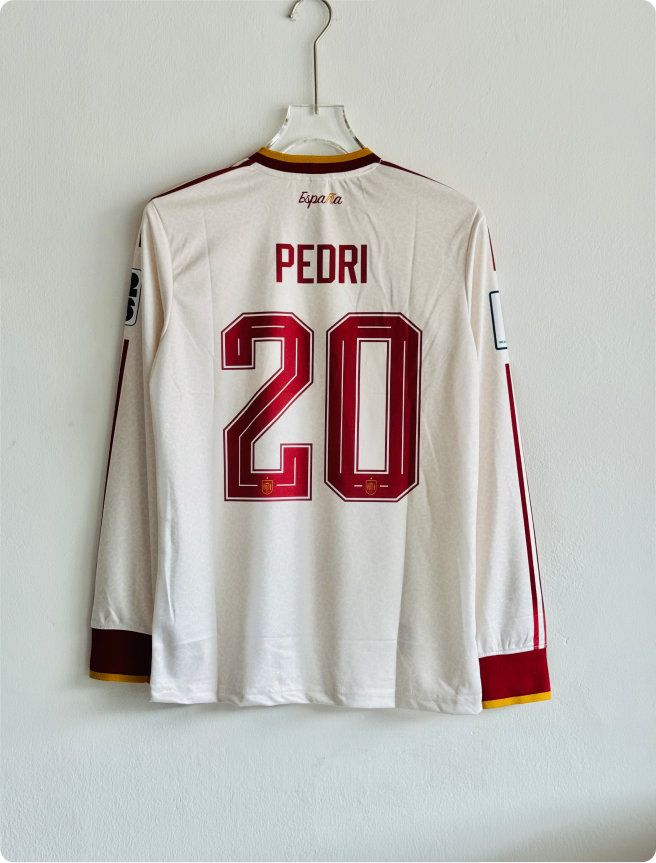 SPAIN 2026 AWAY KIT PEDRI FULLSLEEVE EMBROIDERY PREMIUM
