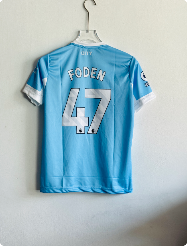 MANCHESTER CITY 26-27 HOME KIT FODEN EMBROIDERY