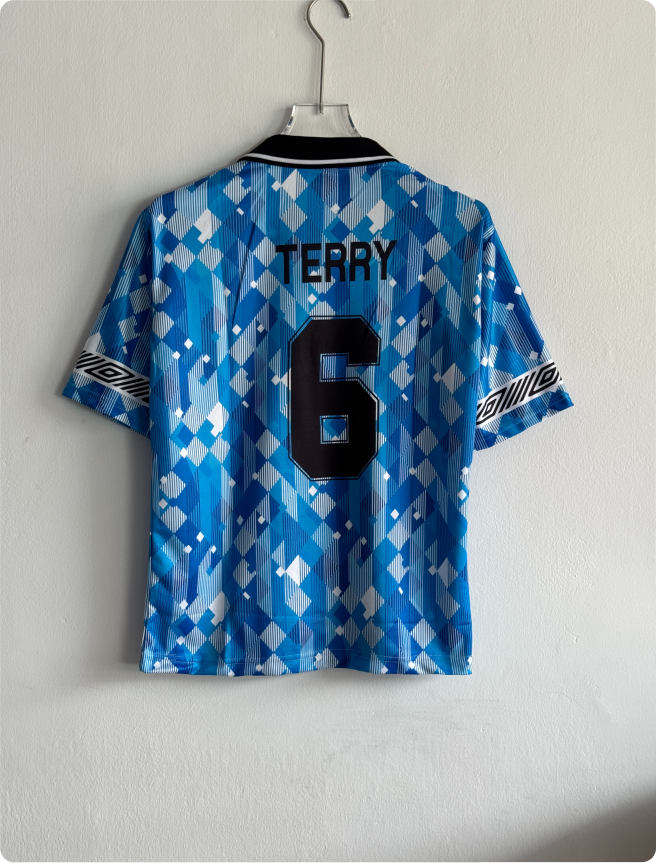 ENGLAND 1990 THIRD KIT TERRY FIVESLEEVE POLO