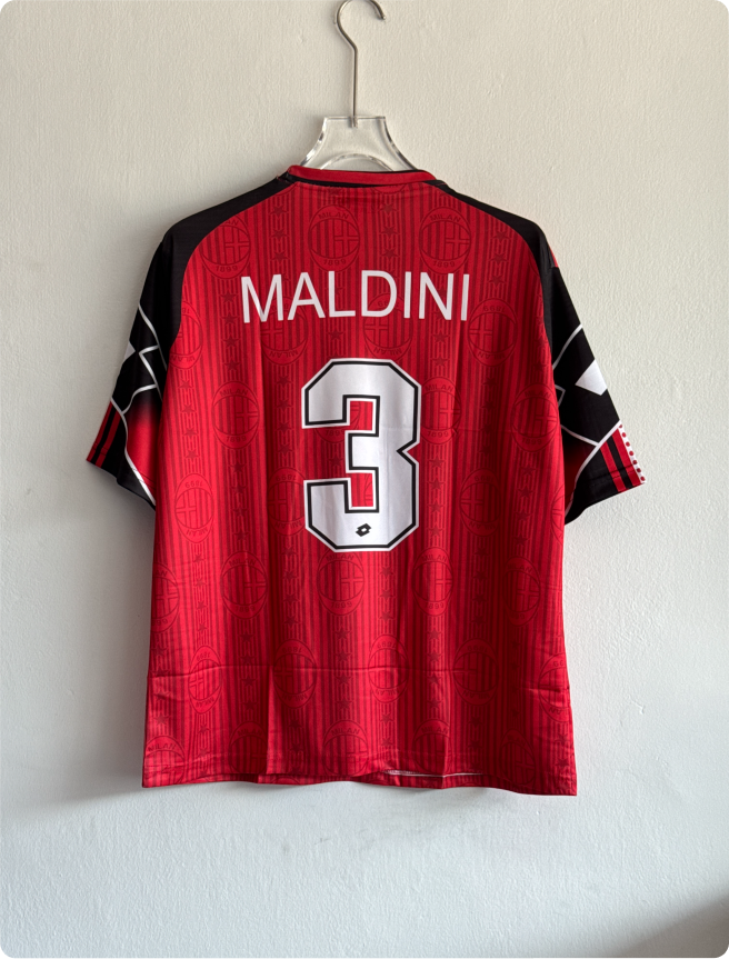 ACMILAN 1997-98 HOME KIT MALDINI FIVESLEEVE