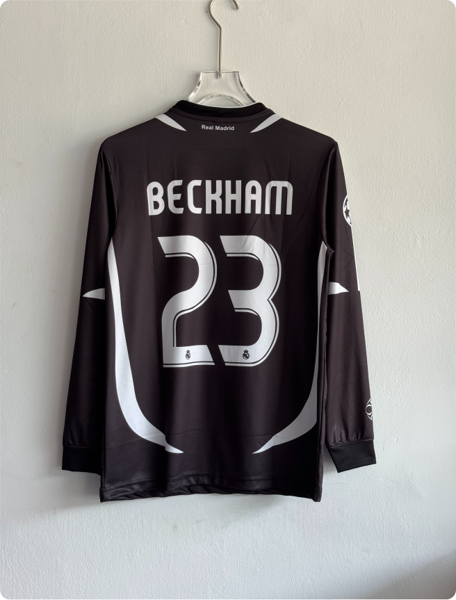 REAL MADRID 2006-07 AWAY KIT BECKHAM FULLSLEEVE POLO EMBROIDERY PREMIUM