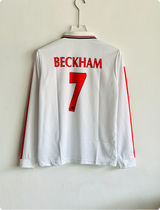 MANCHESTER UNITED 1998-99 WHITE KIT BECKHAM FULLSLEEVE POLO EMBROIDERY