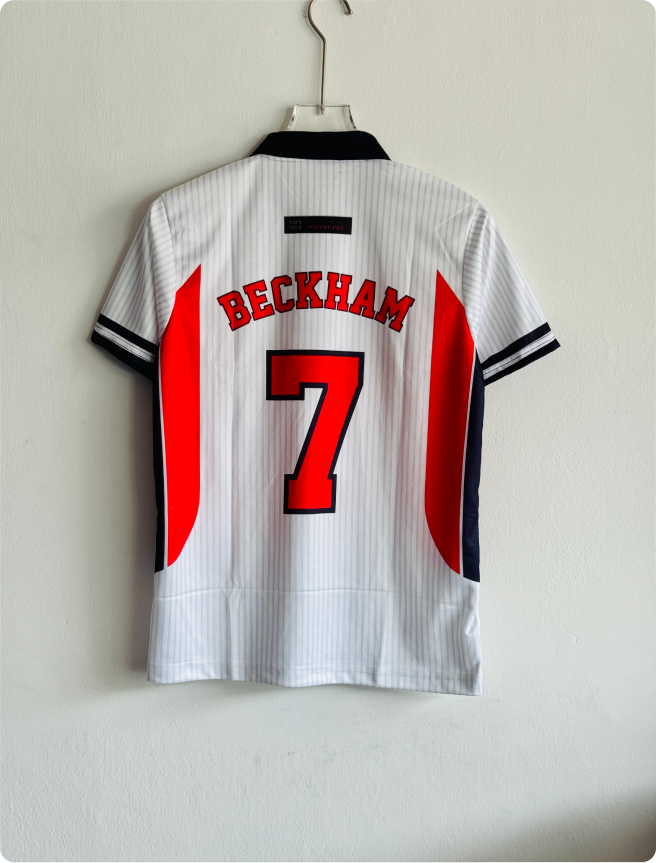 ENGLAND 1998 HOME KIT BECKHAM POLO EMBROIDERY